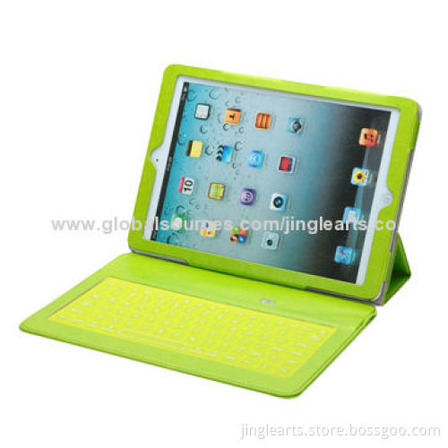 Ultrathin Bluetooth Keyboard with Crazy Horse Line Case,Silicone Keyboard, for iPad Air